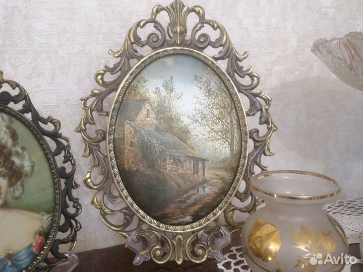 Шелкография с бронзовой раме СССР