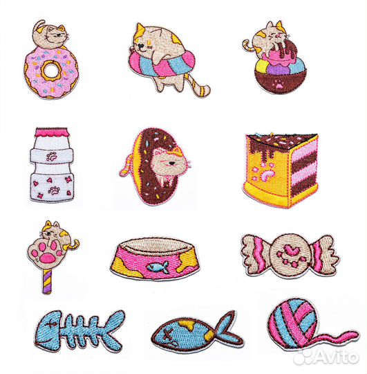 Нашивки на одежду набор шоколадные котики