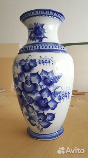 Гжель ваза большая оригинал ручной работы 1996 год