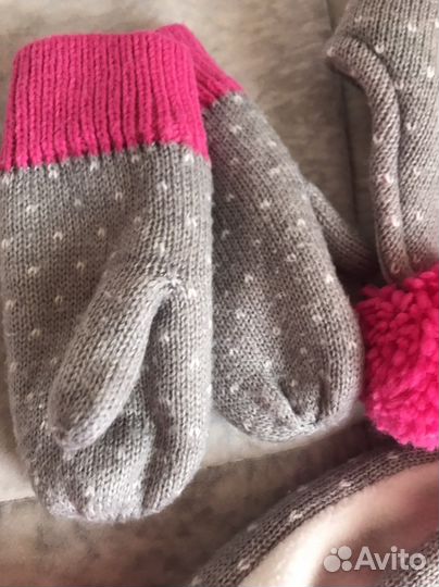 Комплект шапка, шарф и варежки 3-6 лет