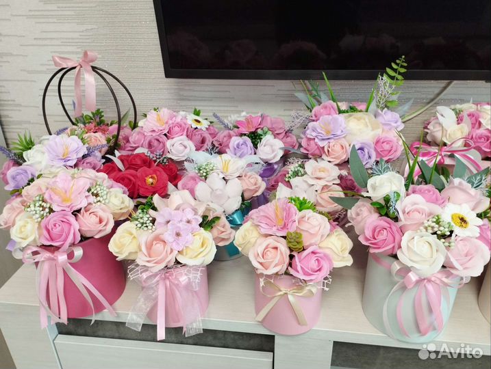 Мыльные розы букеты в коробке