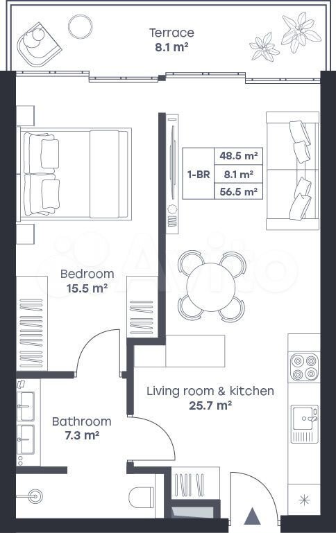 1-к. квартира, 56,6 м² (Таиланд)