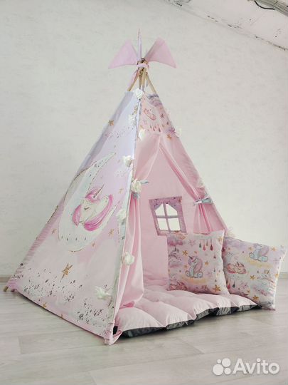 Детский вигвам, шатер для девочки, новый, роз