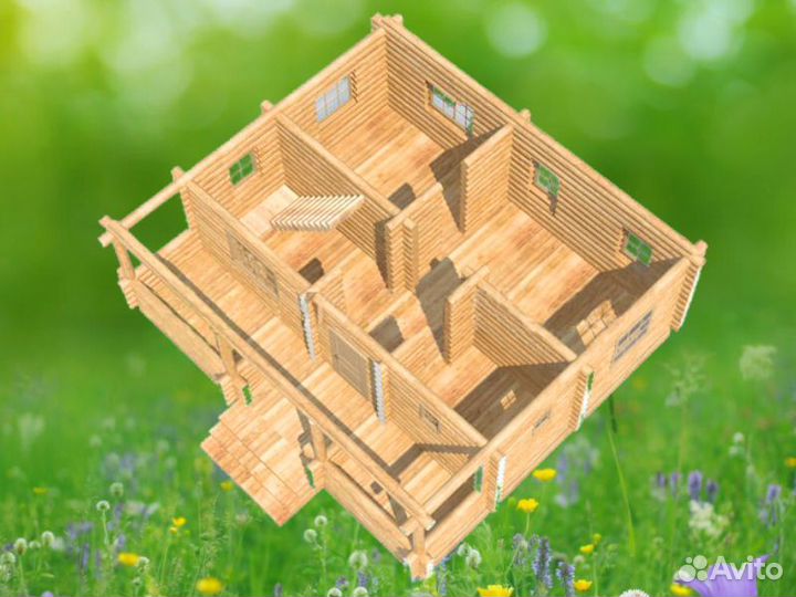 Сруб дома из бревна Бруса 9x8