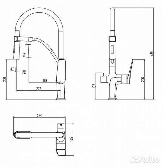 Смеситель для кухни Lemark lm3761bl Черный