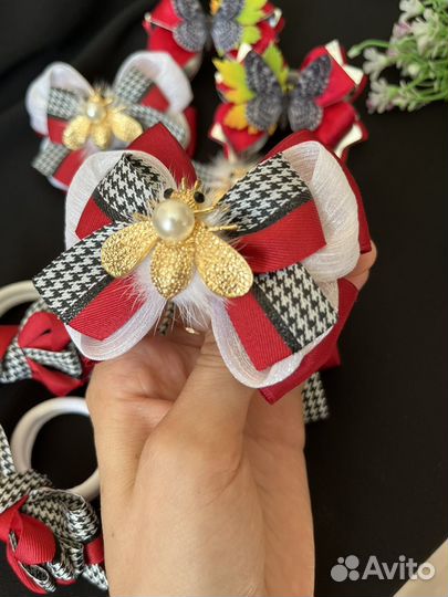 Школьный набор резинки бантики брошь