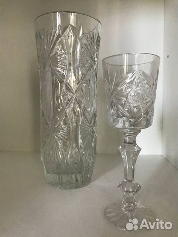 Набор хрустальный: ваза и рюмочки 4шт
