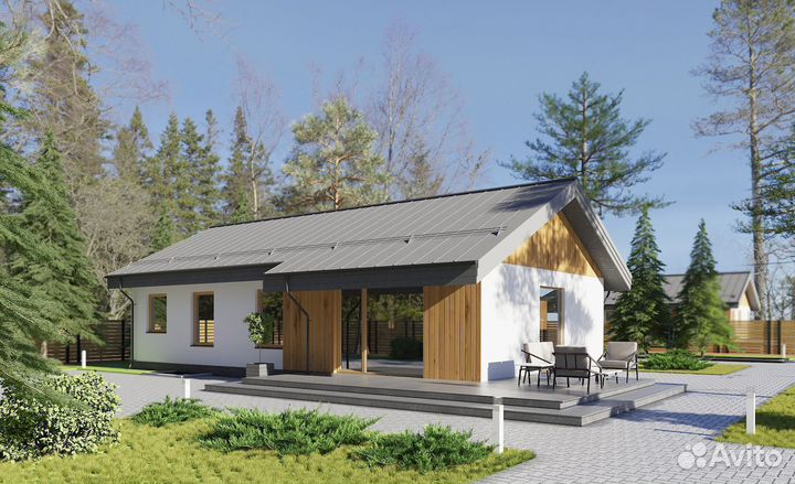 Хит готовый проект одноэтажного дома 99 м2 ар-кр