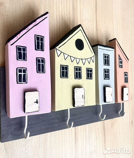 Ключница дрифтвуд настенная домики