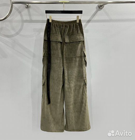 Штаны Rick owens cargo bella green velvet pants