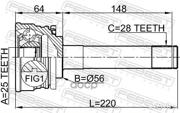 ШРУС наружный 25x56x28 (mitsubishi pajero II V1