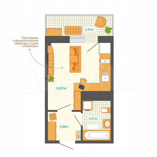 1-к. квартира, 25 м², 6/10 эт.