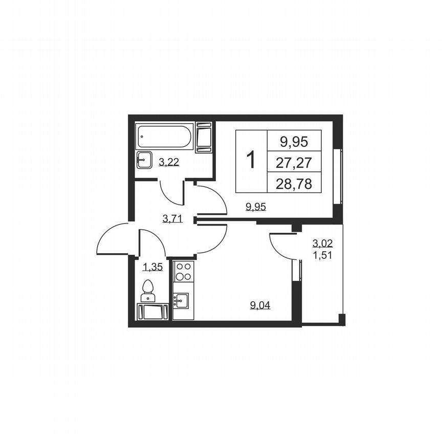 1-к. квартира, 28,8 м², 10/19 эт.