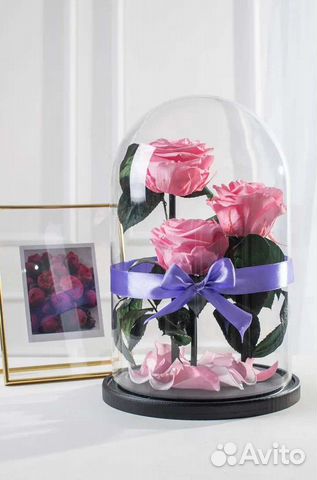 Вечная живая роза в колбе