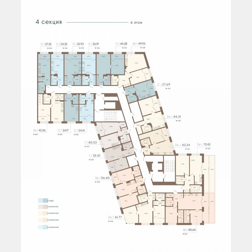 Апартаменты-студия, 28,6 м², 6/8 эт.