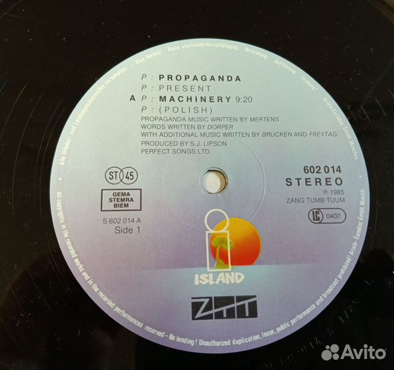 Propaganda Machinery Polish винил сингл 1987