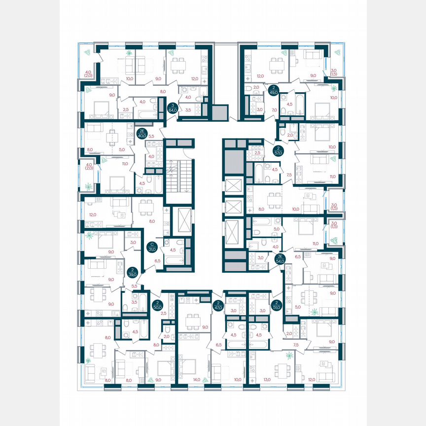 2-к. квартира, 39 м², 25/32 эт.