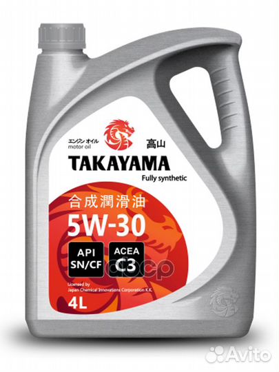 Масло моторное 5W-30 takayama 4л синтетика SN/C