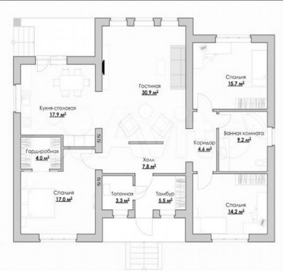 Дом 180 м² на участке 12 сот.