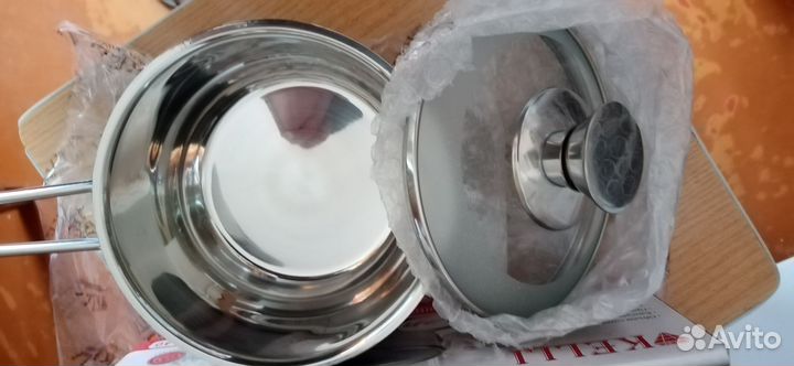 Новые фрукт. 2 штуки, сковорода - камень, ковш