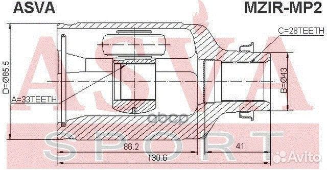 Mzir-MP2 asva ШРУС внутренний правый 33x43x28