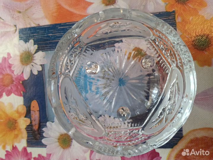 Хрустальная ваза - конфетница. винтаж