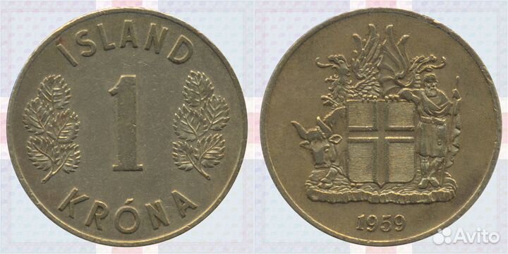 1 Крона 1946, 1959, 1978, 1981, 1989 Исландия