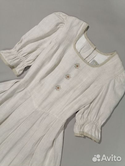 Льняное платье Австрия винтаж с карманами лён