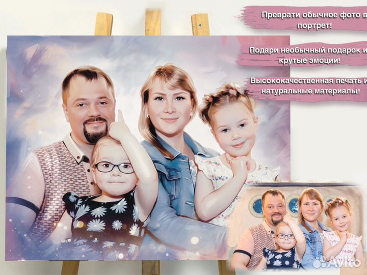 Портрет по фото на холсте на заказ