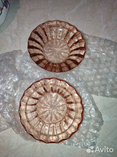 Две вазочки карамельного стекла СССР