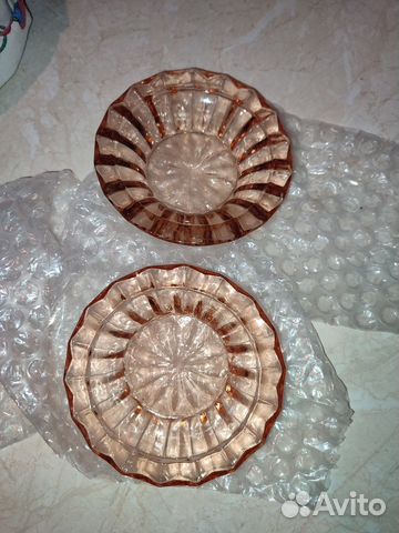 Две вазочки карамельного стекла СССР