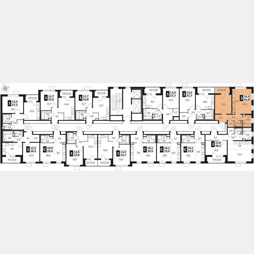1-к. квартира, 45,9 м², 13/17 эт.