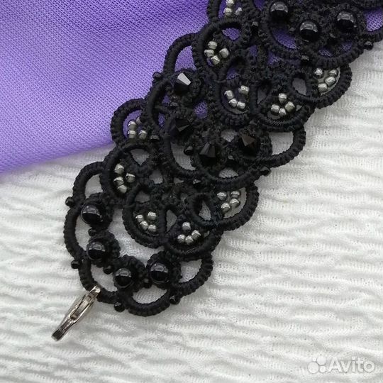 Браслет и серьги «Элиза» в черной гамме