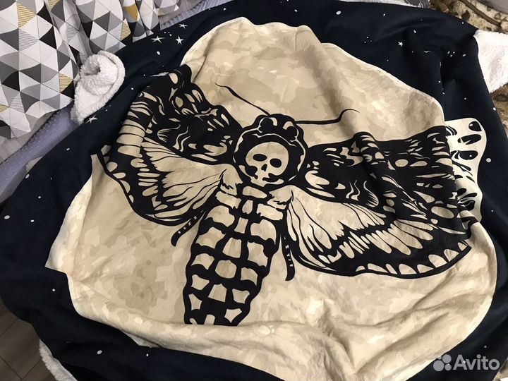 Плед покрывало Бабочка с черепом