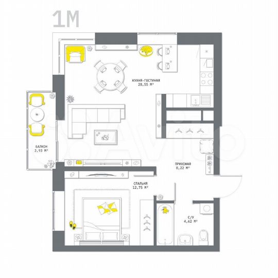 1-к. квартира, 58,1 м², 5/25 эт.