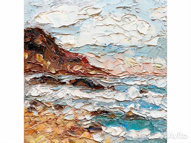 Картина маслом пейзаж с горами Морской пейзаж