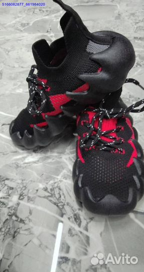 Черно-красные кроссовки изики для мальчиков (Арт.3