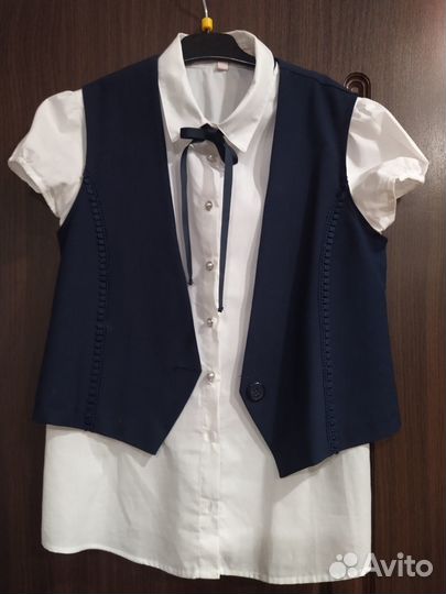 Блузка школьная + жилет