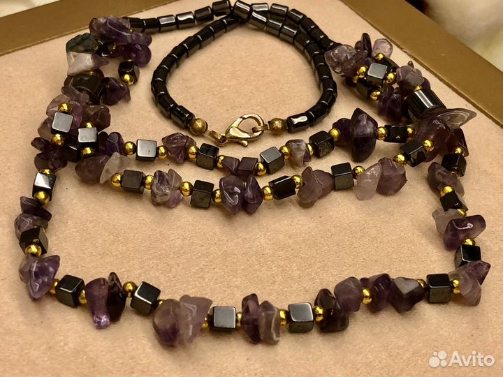 Колье аметист гематит