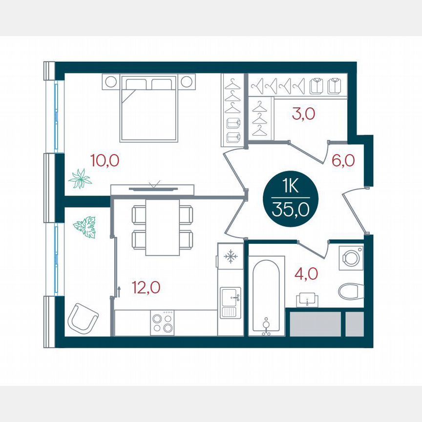 1-к. квартира, 35 м², 20/32 эт.