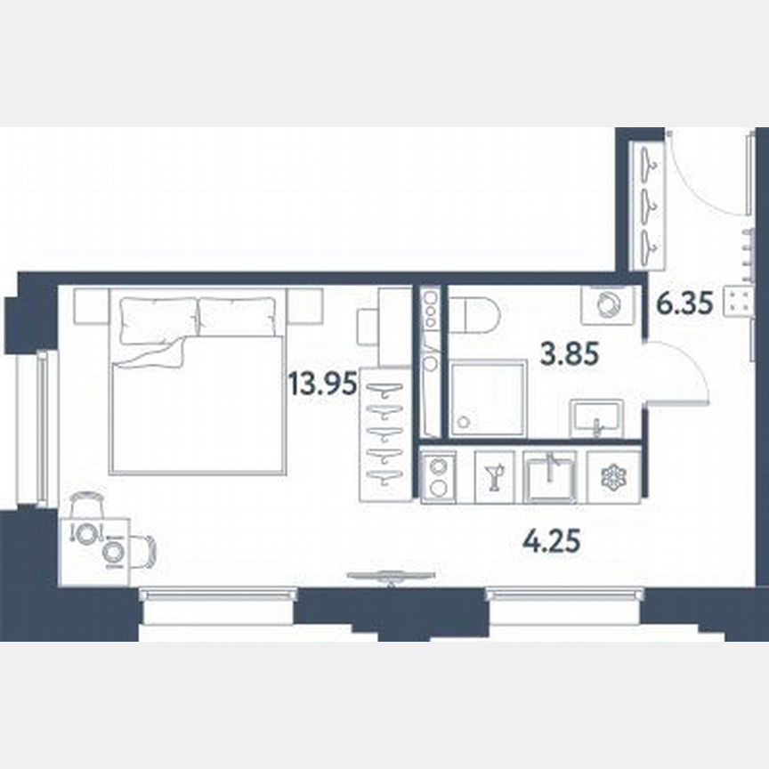 Апартаменты-студия, 28,4 м², 11/16 эт.