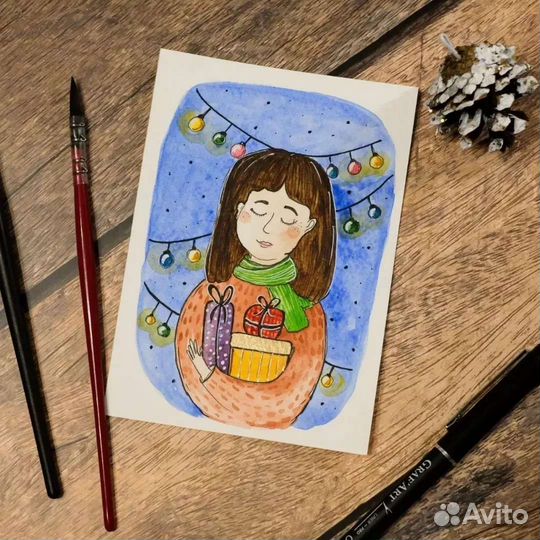 Открытки:ручной рисунок