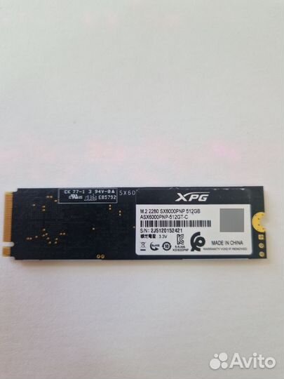 SSD накопитель, M2 XPG adata SX6000PNP 512GB