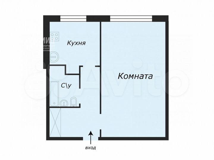 1-к. квартира, 30,1 м², 1/5 эт.