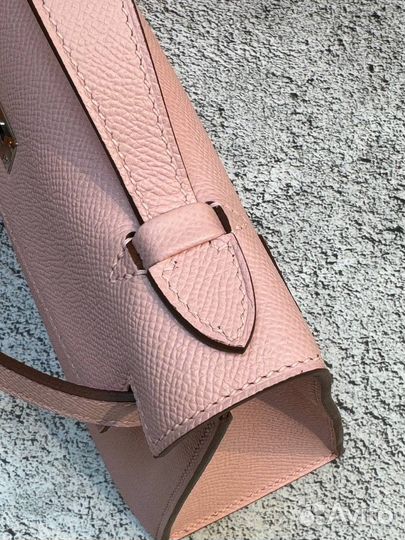 Hermes kelly pochette pink 22 cm кожа Epsom