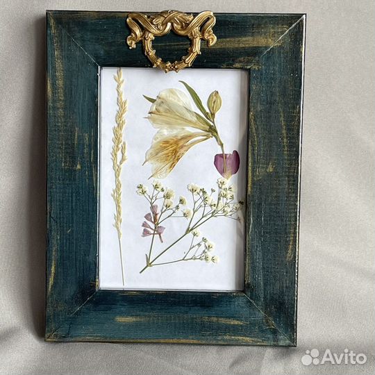 Темно-синяя рамка с золотом «Антик», 10*15 см