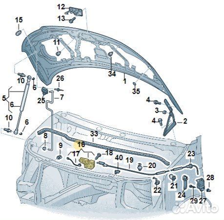Замок капота Volkswagen Multivan 2011