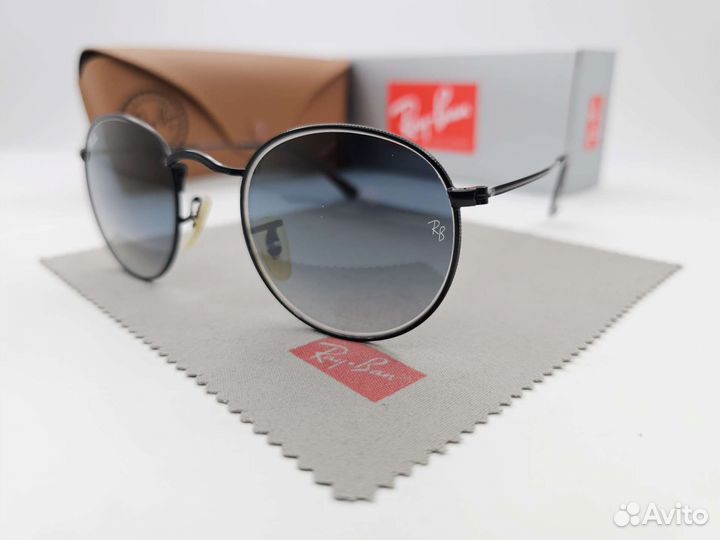 Очки Ray Ban Round Metal 3447 Black Blue Стекло