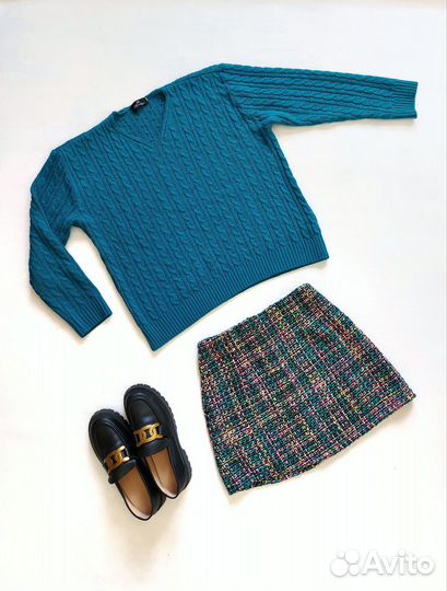 Твидовая юбка Primark 42 и свитер 44