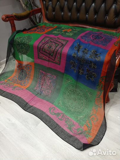 Платок большой шаль etro тонкорунная шерсть италия